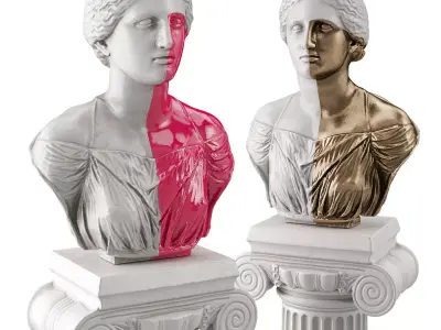 Golden half woman bust 3D model