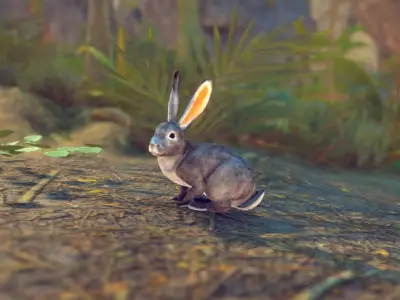 Realistic Rabbits Low-poly 3D model