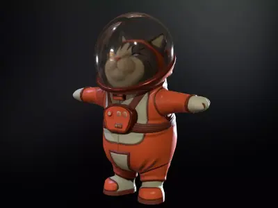 Astro Cat Low-poly 3D model