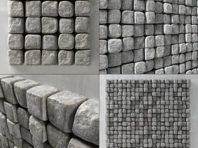 Stone  cube panel 3D model