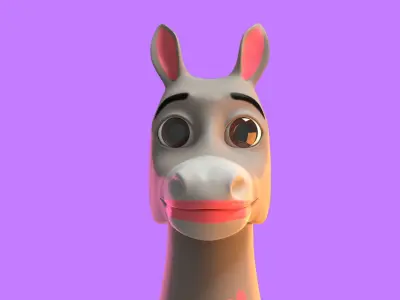 Stylized Female Donkey NoRig Low-poly 3D model