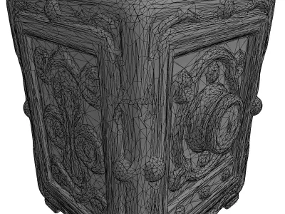 Old Ornate Metal Safe Box Low-poly 3D model