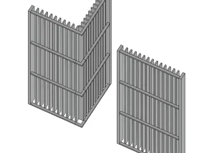 Vertical louvers set Parametric Revit family 3D model