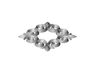 Square floral decoration element relief 3D print model