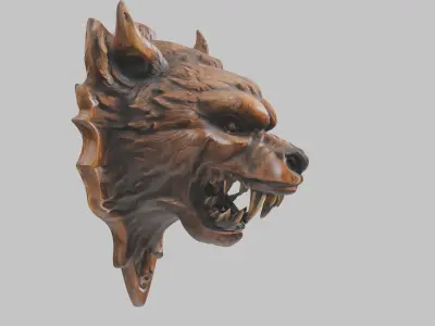 Wolf Head Wall Decor 3D Model Low-poly 3D model