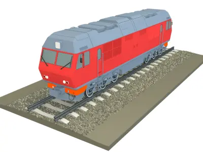 Train with wagons 3D model