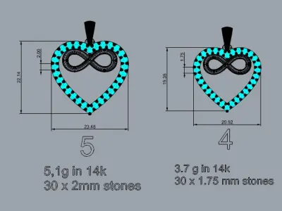 HEART INFINITY PENDANT LOVE SIGN - Diamonds Valentines Day 3D print model