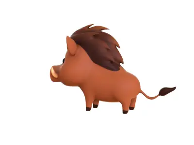 Cartoon Wild Boar Animal 3D Model for Cartoon Characters  Low-poly 3D model