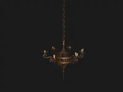 Game ready - Chandelier Low-poly 3D model