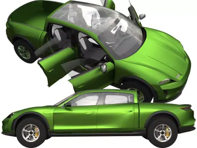 Porsche Taycan Pick-Up Truck Concept green 3D model