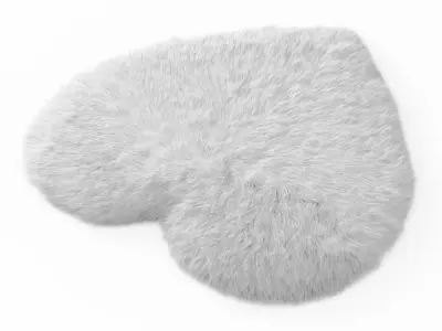 Sheepskin Heart Shaped Carpet Fur 3D model