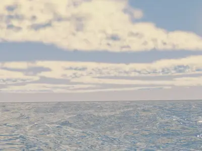 Seascape witht volumic clouds and dynamic sun Free 3D model