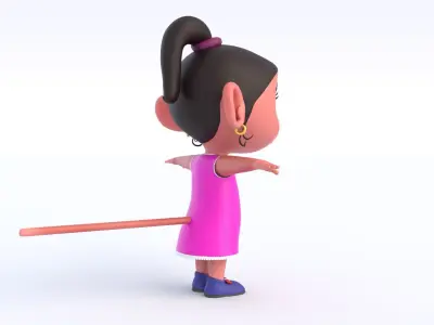 Cartoon Monkey Girl Low-poly 3D model