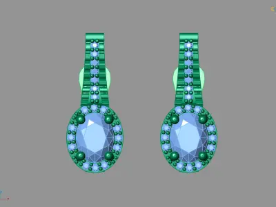 Women Earrings 3DM STL Womens Earring Renders 3D print models   3D print model