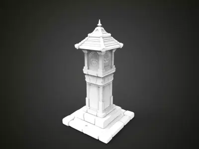 medieval urban stone lantern 3 3D print model