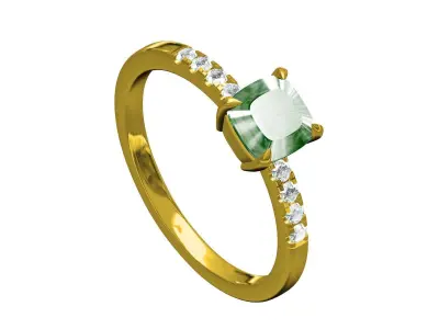 Carat Muzo emerald with small diamonds Ring 3D print model