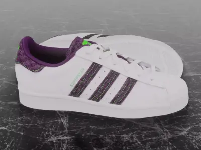 Adidas 3D Shoes - White - Purple SuperStar Series Low-poly 3D model