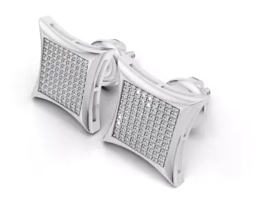 AV 724 Diamond Concave Kite Unisex Stud Earrings 3D print model