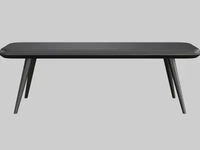 Spine Wood Base Bench-black ash wood Low-poly 3D model