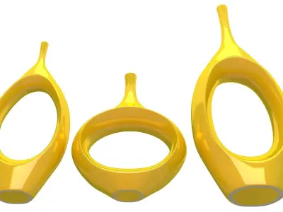 Decor Tabletop Hollowed Vases yellow 3D model