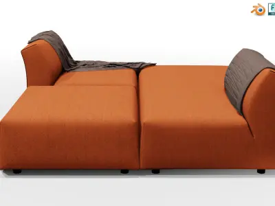 Light Red colored Couch for outdoor and living area 3D model