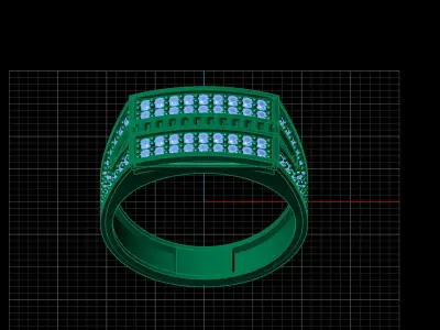 Print Ready STL 3DM  Gents Rings Diamond Men Ring  3D print model 145