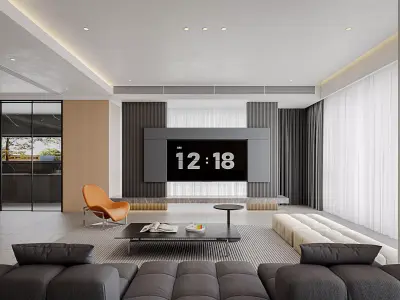 Modern living room dining room interior scenes 302 3D model