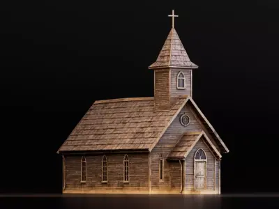 Medieval Church Low-poly 3D model