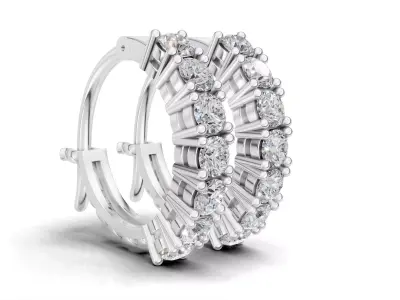 AV 729 Diamond Hoop Earrings for woman 3D print model