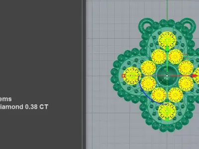 Luxury Four Leaf Clover Diamond Pendant 3D print model