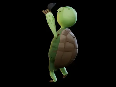 Cartoon Turtle Rigged Low-poly 3D model