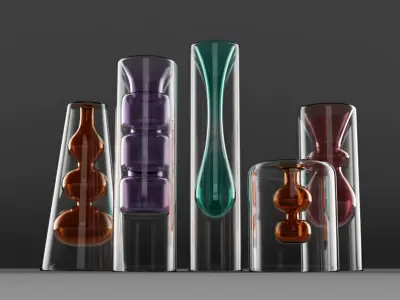 Yves Coloured Glass Vase Set 3D model