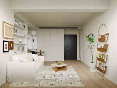 Modern living room dining room bedroom interior scenes  3D model