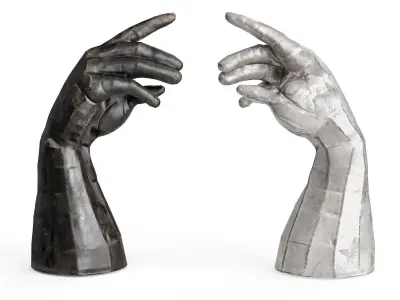 Metal patch hand sculpture Low-poly 3D model