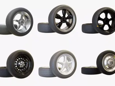 High-Detail Car Wheels Set for Games and Rendering 3D Model Pack
