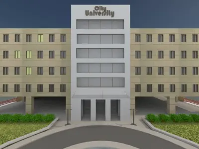 3D Architectural Complex Modern University Campus Low-poly 3D model