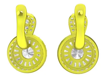 A7486 Baguette Diamond Halo Hoop Earrings 3D Model 3D print model