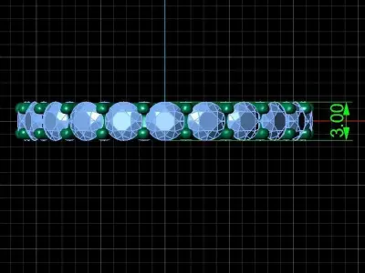 U Shaped Eternity Ring 3mm stone size swiss 13 and EU53 3D print model