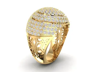 Luxury Dome Pave Diamond Cocktail Ring for Women 3D Model 1810 3D print model