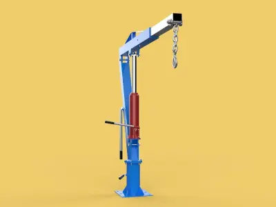 MINI WORKSHOP CRANE MANUAL WINCH HOOK PICKUP TRUCK JIB HYDRAULIC 3D model