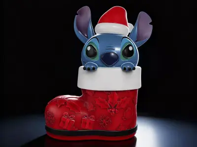 Cute Stitch Christmas Boot Ornament Holiday Decoration  3D print model