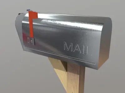 Mailbox on wooden post Free low-poly 3D model