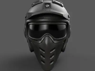 Helmet scifi military combat 3d model low poly human Gas mask  Low-poly 3D model