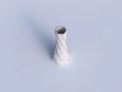 Vase twisted squeezed hexagon with grid piramides 1 3D print model