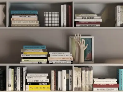 novamobili set modern living room with bookshelves and birdcage 3D model