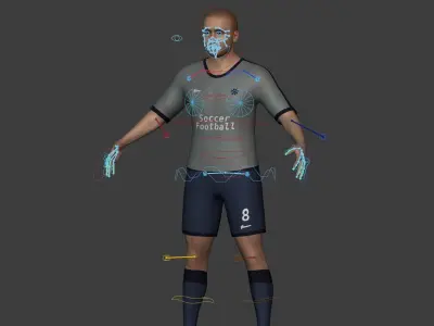 Soccer - Football Player -- High Quality IK and FK Rig Low-poly 3D model