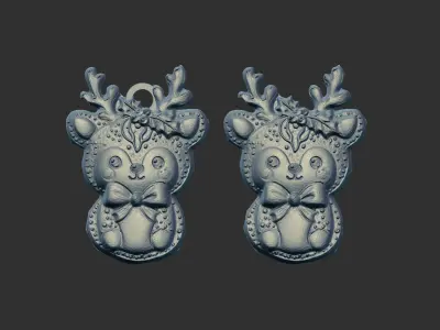 christmas cute deer ribbon bow decor  3D print model