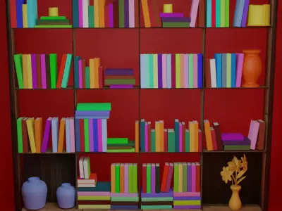 80 books with a shelf  Free 3D model