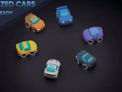 Stylized Car Pack Low-Poly Game Ready PBR Low-poly 3D model