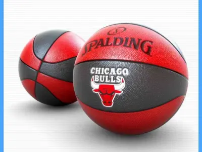 Basketball two basketballs with chicago bulls logo 3D model